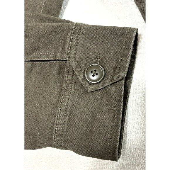 Flag Anthem Olive Mock Neck Trucker Military Shirt Jacket Zip Up Hidden Button - Picture 6 of 16